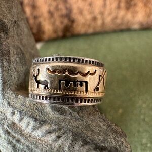 14K Gold/Sterling Silver Hieroglyphics Ring